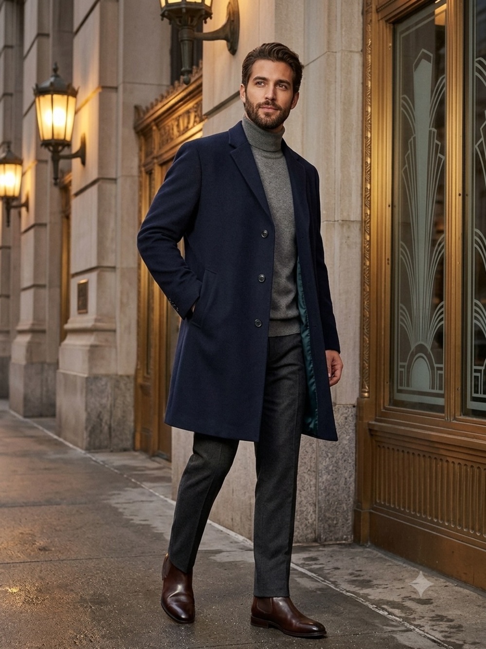 Jos. A. Bank Men's Classic Navy Blue Overcoat – Size 50R